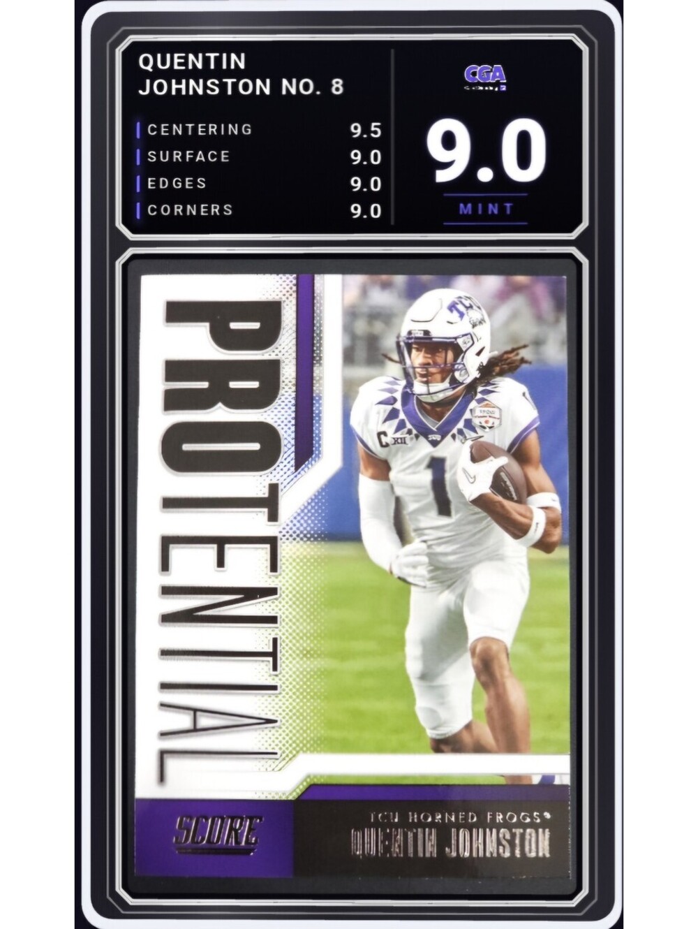 2023 Panini Score Protential #8 Quentin Johnston RC - CGA 9.0 Digital Grade